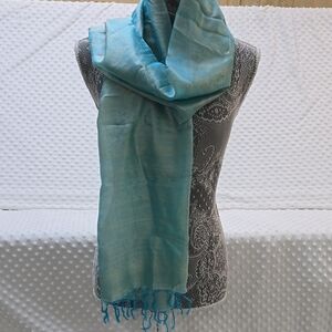 Elegant Blue Silk Scarf